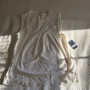 Lucky Brand Cream Eyelet Top